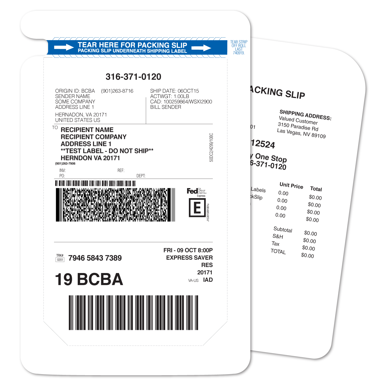 Two-Sided Shipping Labels (2SS) - My One Stop